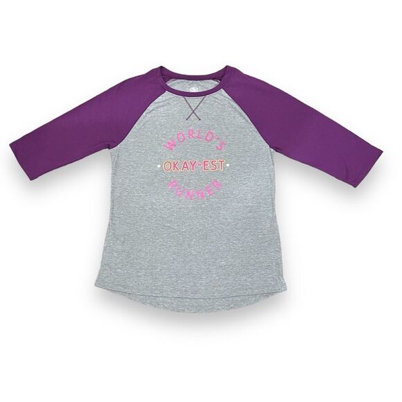 WORLD’S OKAY-EST RUNNER Graphic Baseball T-Shirt Size Medium - Picture 7 of 9